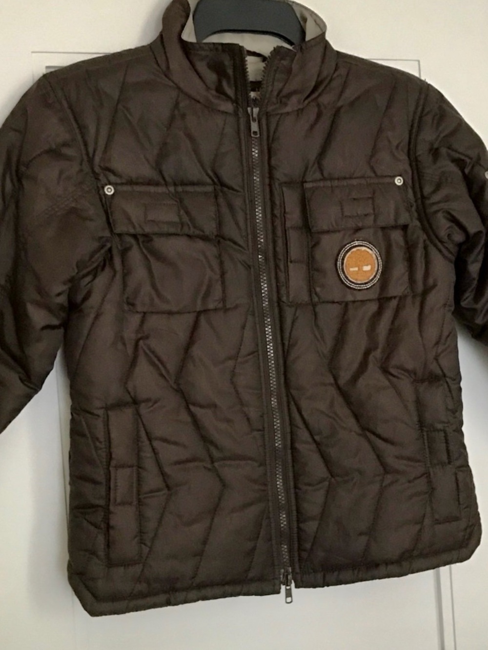Timberland Boys Brown Light Puffer Zip Front Jacket Size 6 EUC